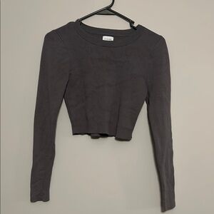 Grey Long Sleeve Crop Sweater